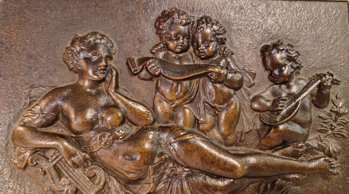 Allegory Of Music - Bronze In Bas-relief - Circa 1900-photo-1