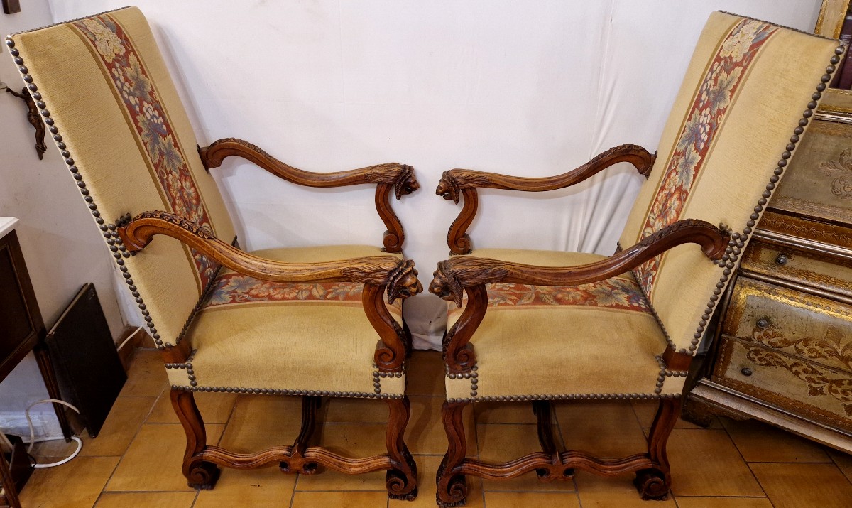 Paire De Fauteuils En Chêne XIXe -photo-2