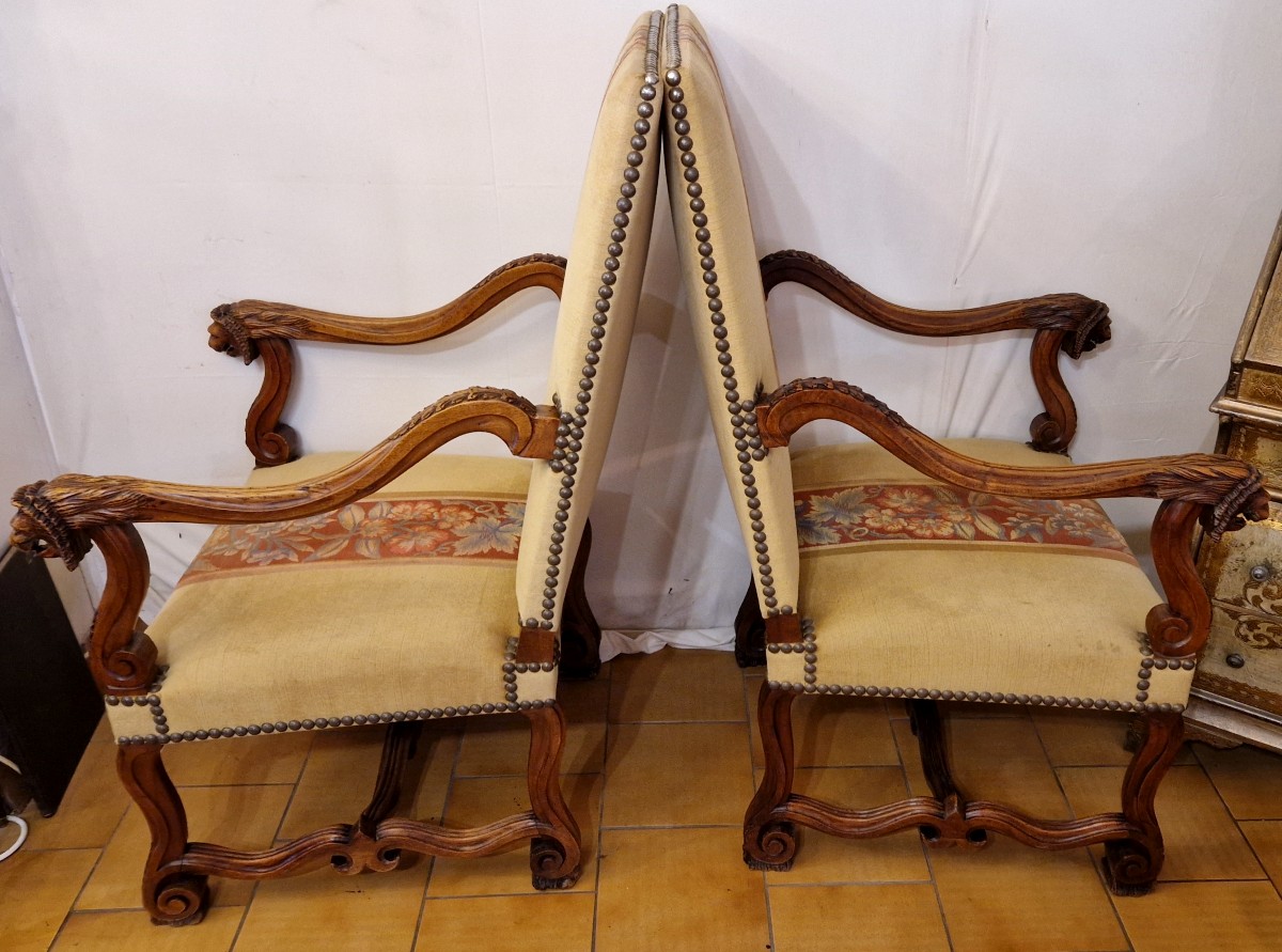 Paire De Fauteuils En Chêne XIXe -photo-3