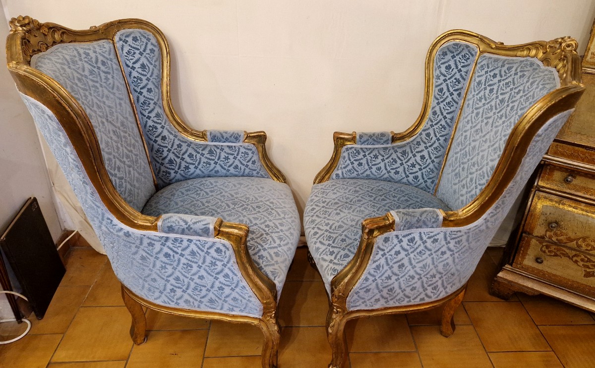 Pair Of Louis XV Style Gilded Wood -photo-2