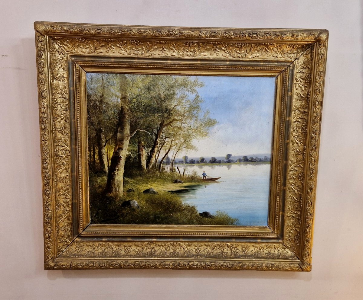 Pécheur Sur Barque Par Ferdinand Koch (1863-1923) 