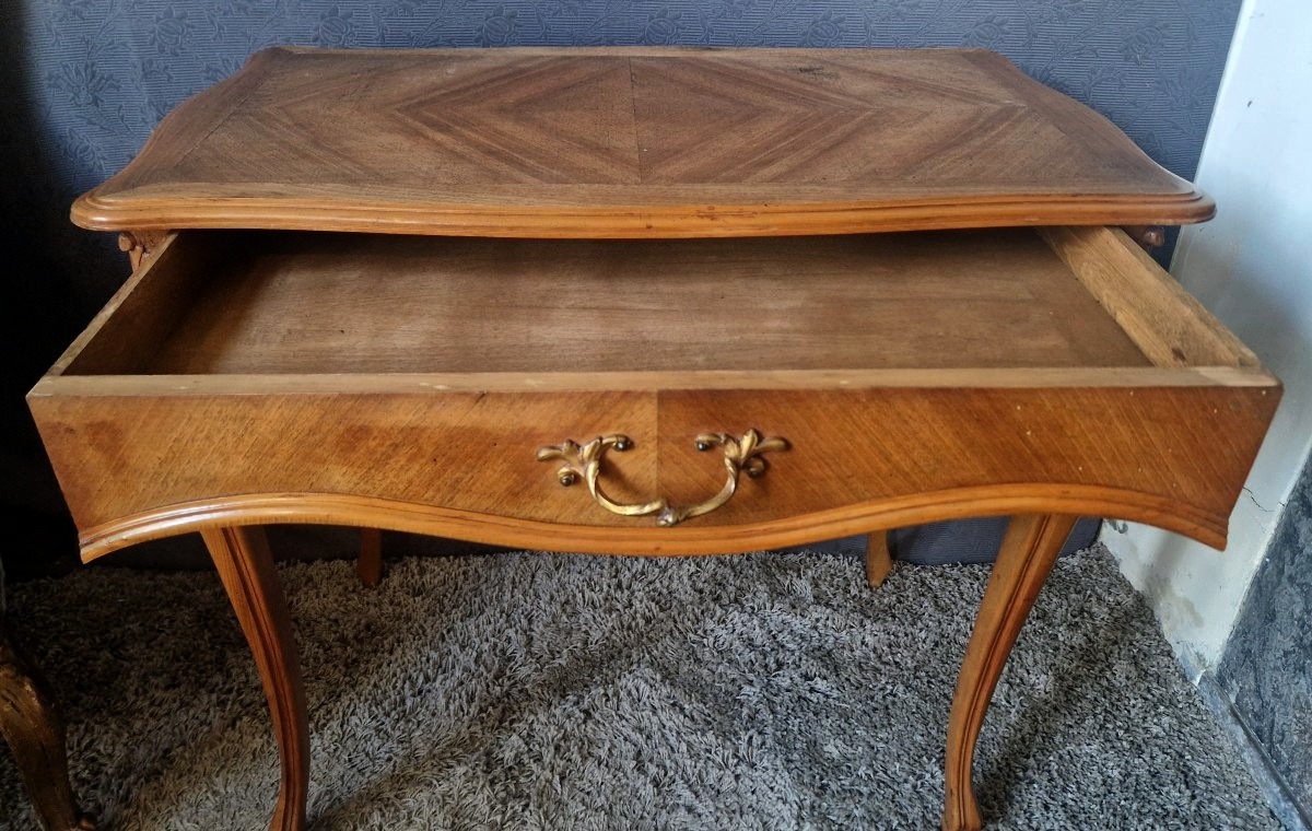 Table bureau de style Louis XV  noyer-photo-2