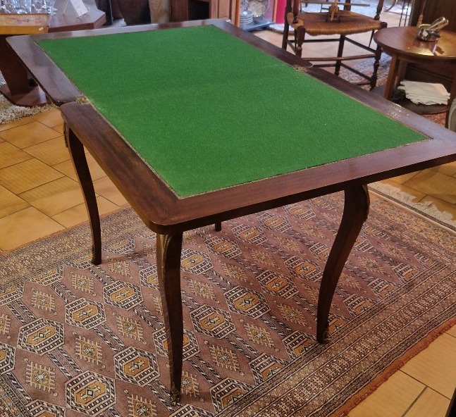 Table à jeux en  marqueterie de style Louis XV-photo-3