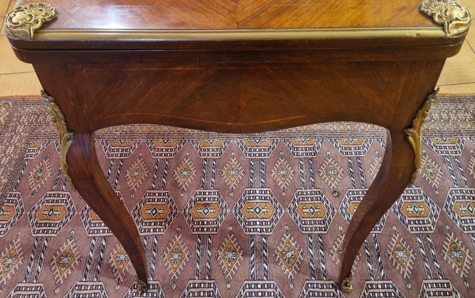 Table à jeux en  marqueterie de style Louis XV-photo-6