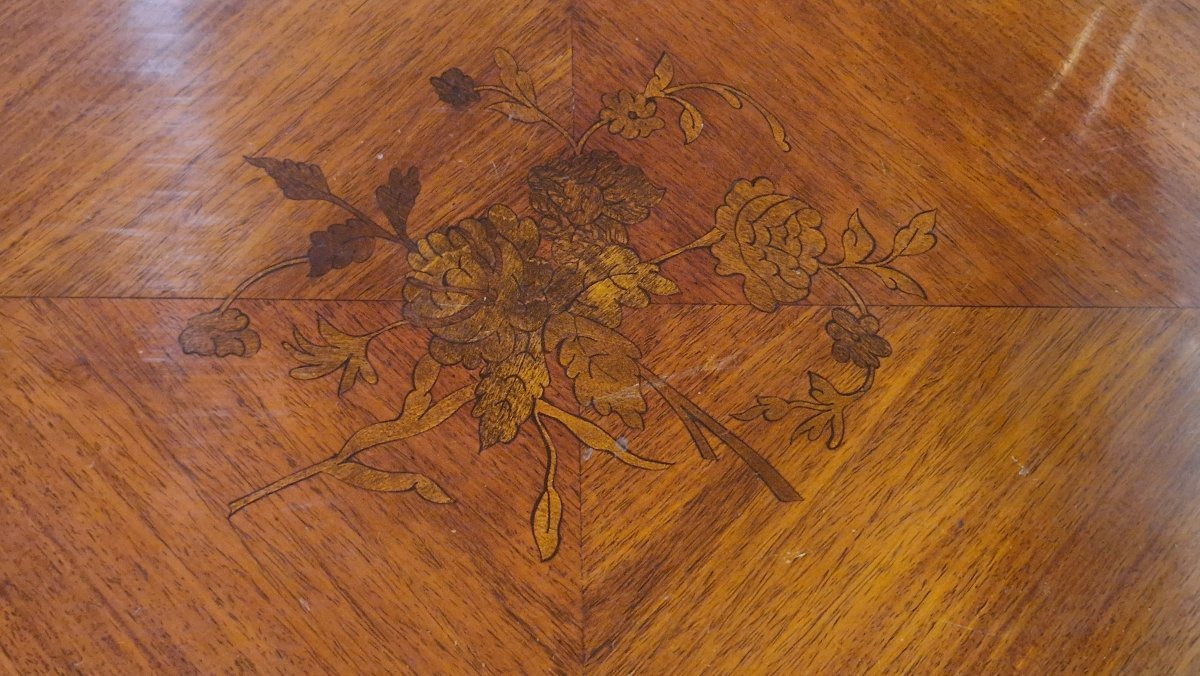 Table à jeux en  marqueterie de style Louis XV-photo-7