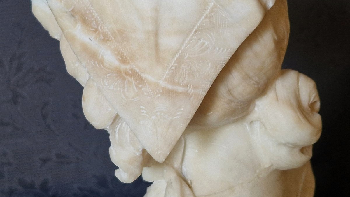 Alabaster Bust—young Orientalist Woman—a. Luchini (late 19th–early 20th Century)-photo-6