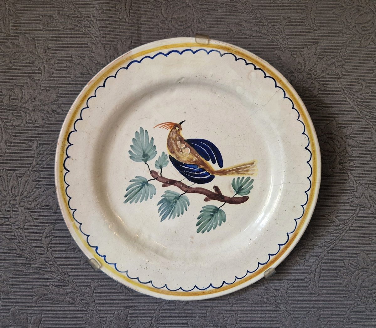 Assiette  faïence de Nevers XIXe - décors oiseau-photo-4
