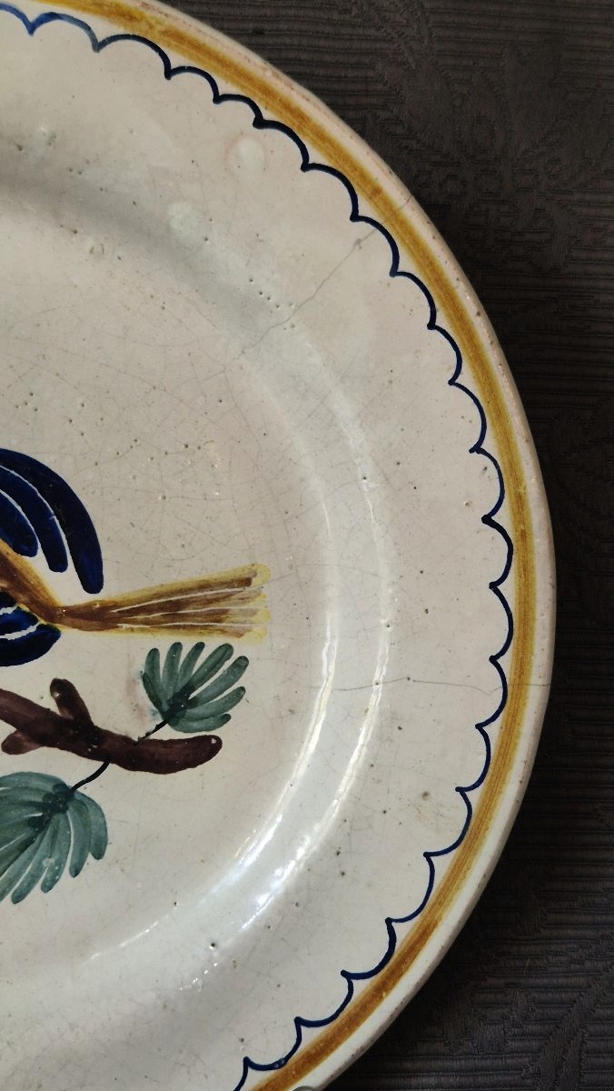 Assiette  faïence de Nevers XIXe - décors oiseau-photo-1