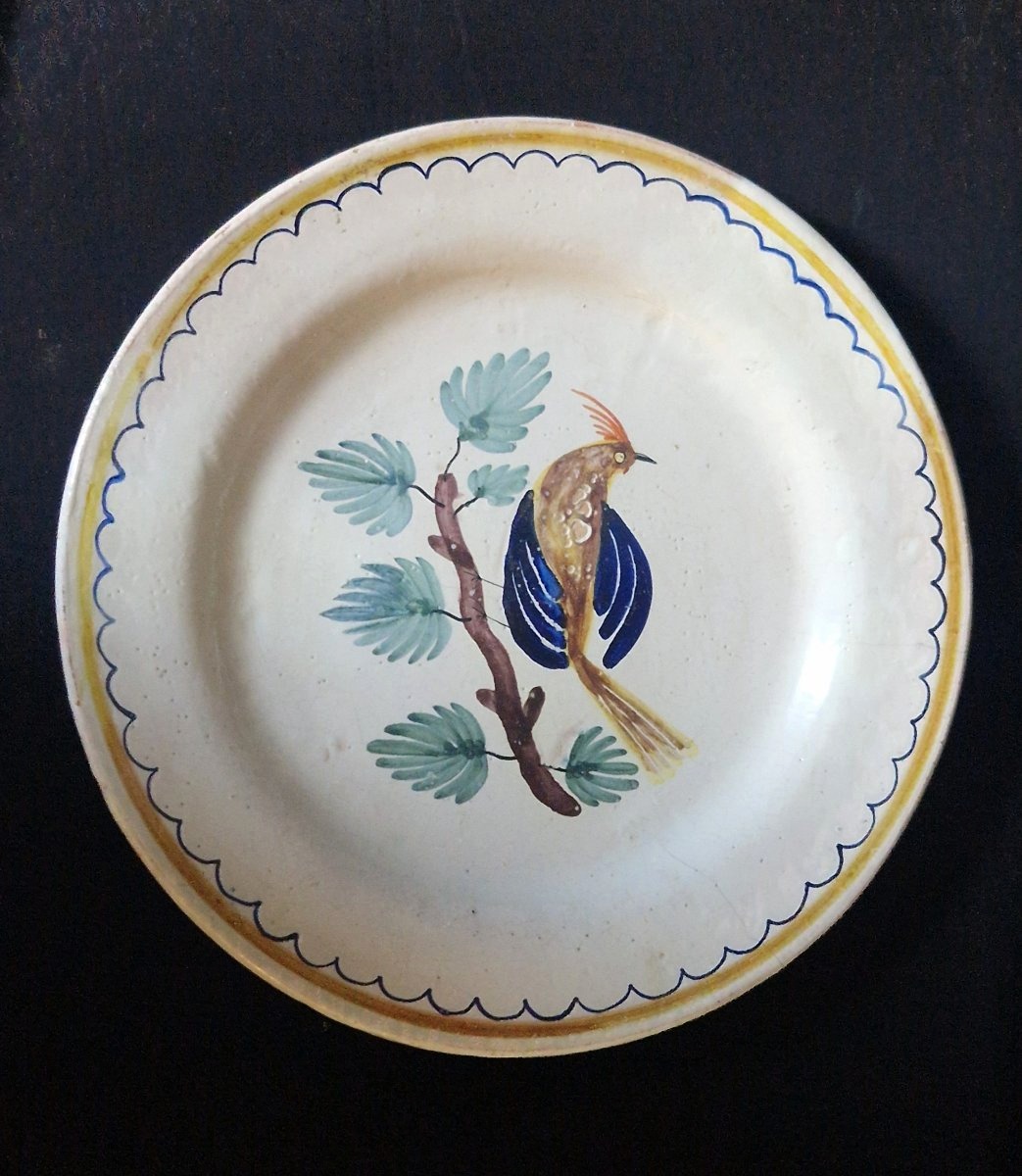 Assiette  faïence de Nevers XIXe - décors oiseau