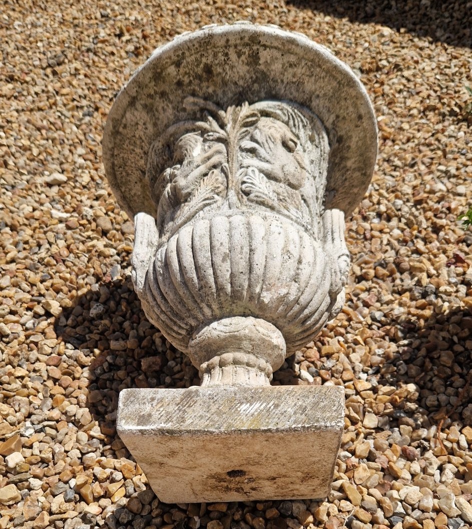Paire de vases Médicis en pierre reconstitué XXe-photo-6