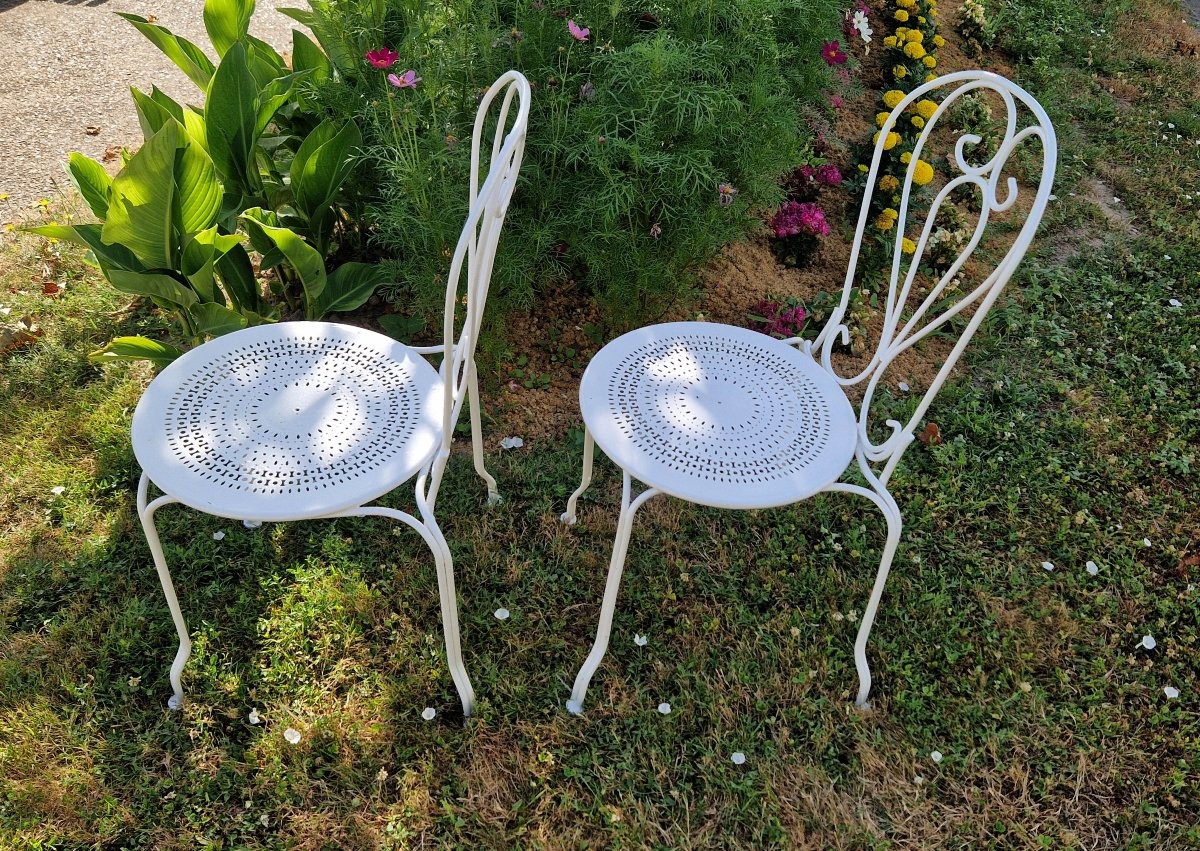Pair Of Wrought-iron Garden Chairs -photo-3