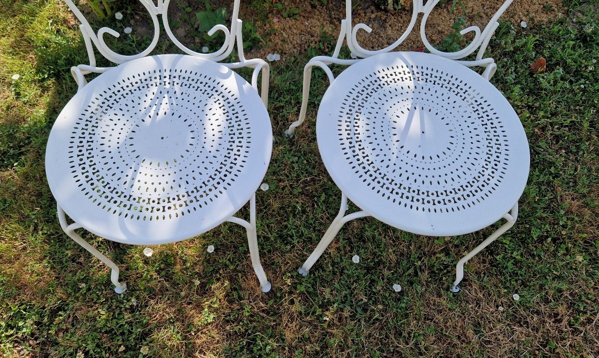 Pair Of Wrought-iron Garden Chairs -photo-4