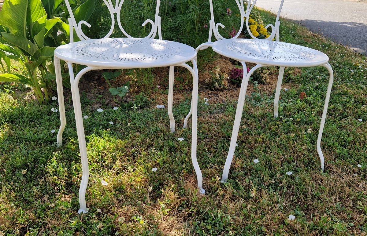 Pair Of Wrought-iron Garden Chairs -photo-7