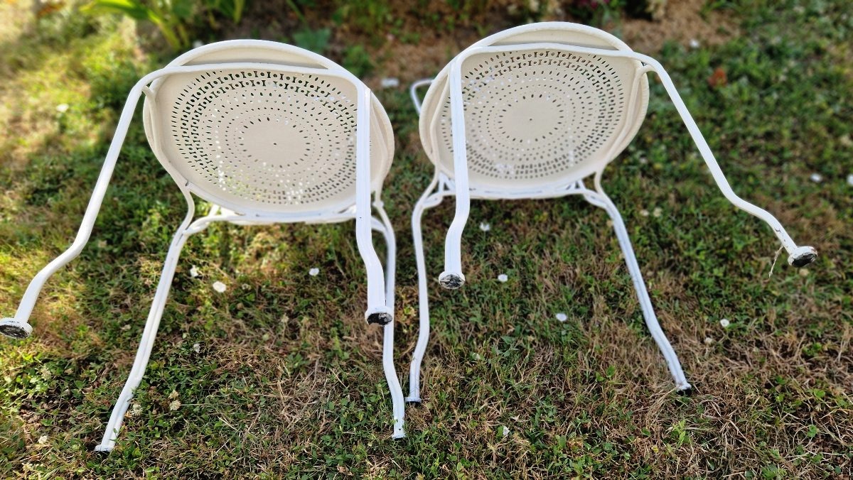 Pair Of Wrought-iron Garden Chairs -photo-8