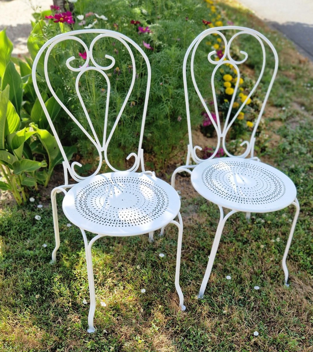 Pair Of Wrought-iron Garden Chairs 