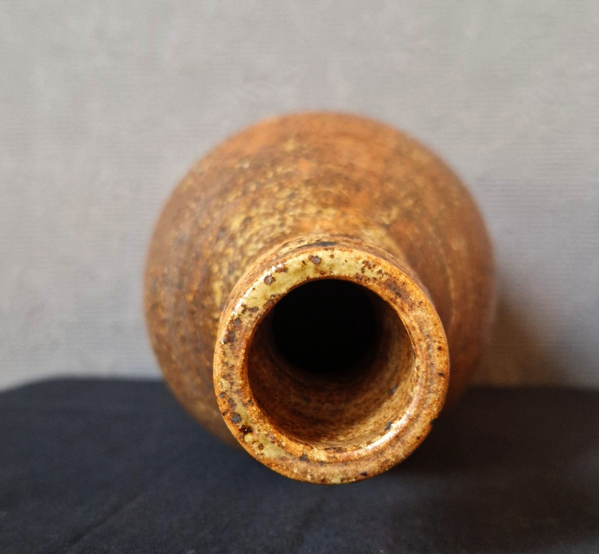 Glazed Stoneware Piece By F. Baudet—20th-century French Ceramic Artist-photo-3
