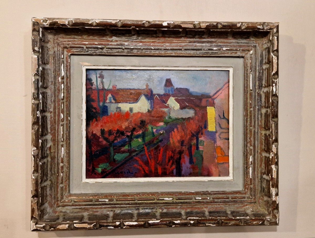 Philippe Marie PICARD (1915-1997) – Vue de Village de Rozay en brie -photo-3