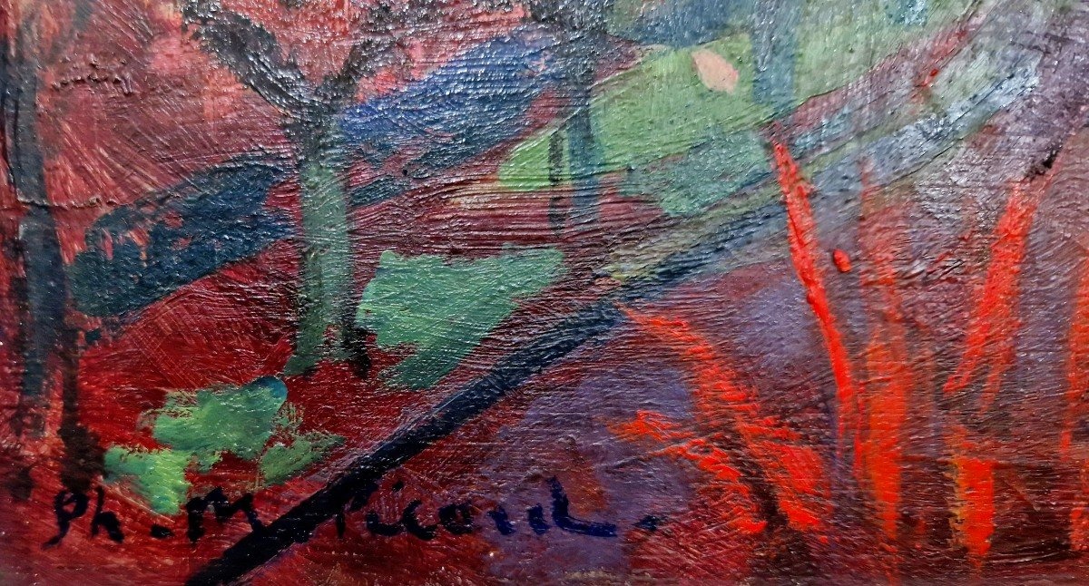 Philippe Marie PICARD (1915-1997) – Vue de Village de Rozay en brie -photo-4