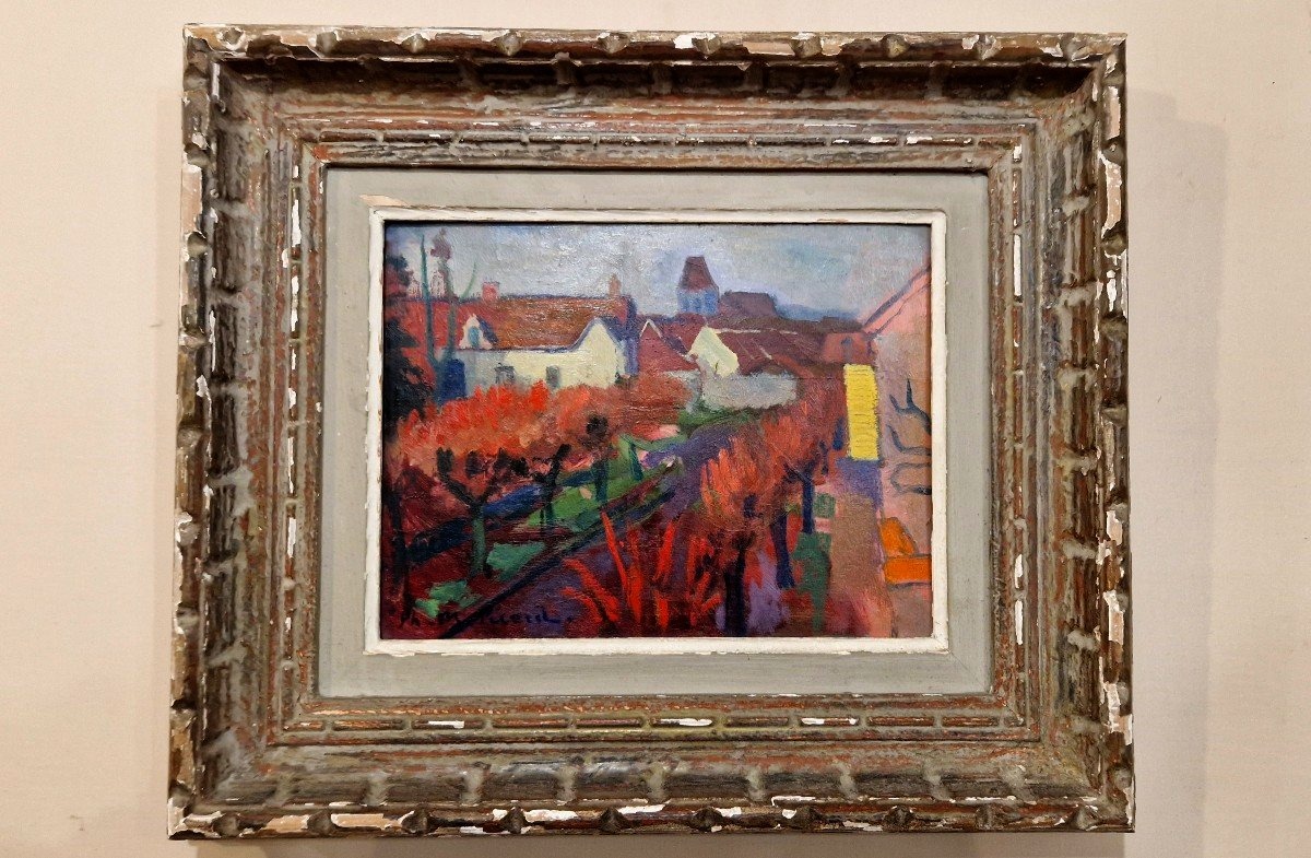 Philippe Marie PICARD (1915-1997) – Vue de Village de Rozay en brie -photo-1