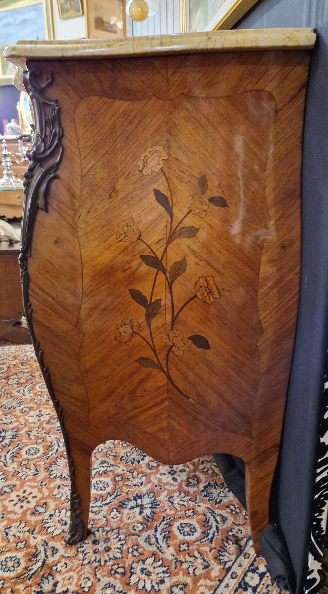 Commode Galbée en Marqueterie – Estampillée R. BACCHIN XXe -photo-3