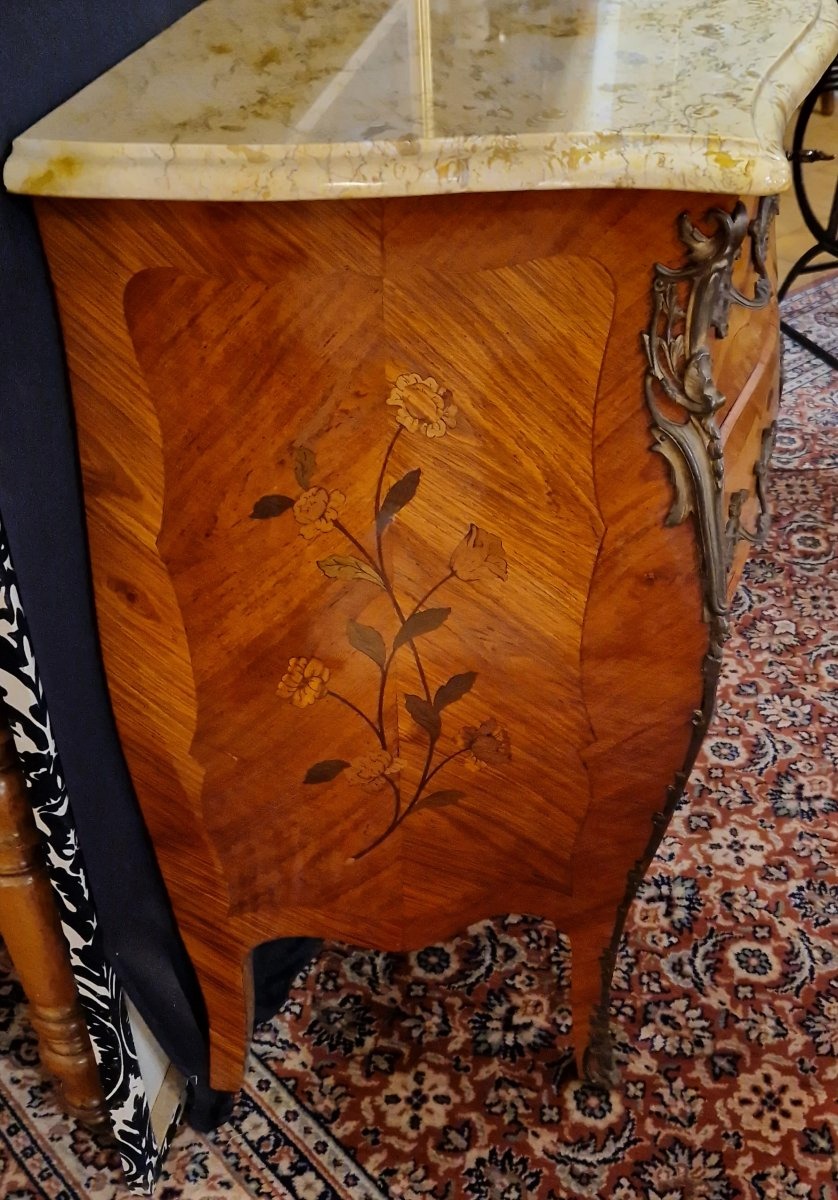 Commode Galbée en Marqueterie – Estampillée R. BACCHIN XXe -photo-4