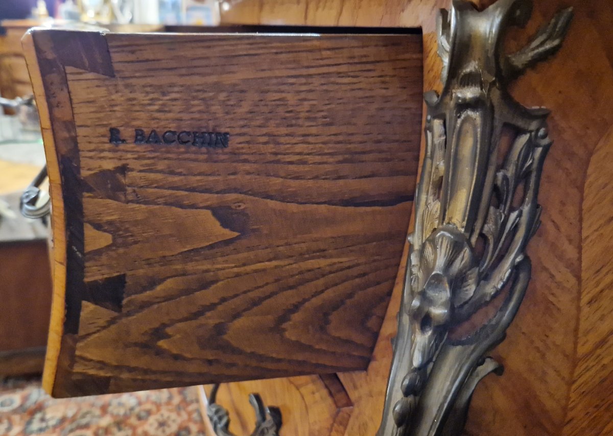 Commode Galbée en Marqueterie – Estampillée R. BACCHIN XXe -photo-7