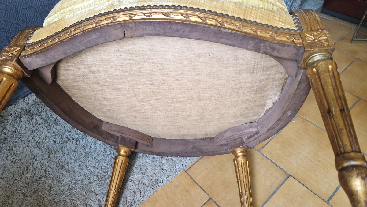 Fauteuil bergère en bois doré XIXe-photo-8