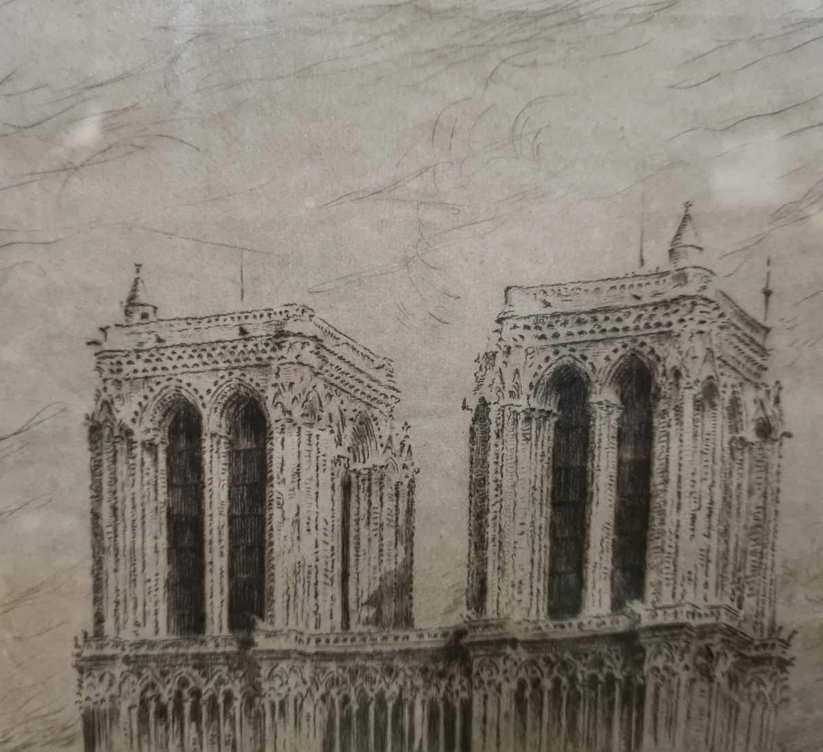 Vue quai de seine -Notre Dame De Paris - Eau forte-photo-6