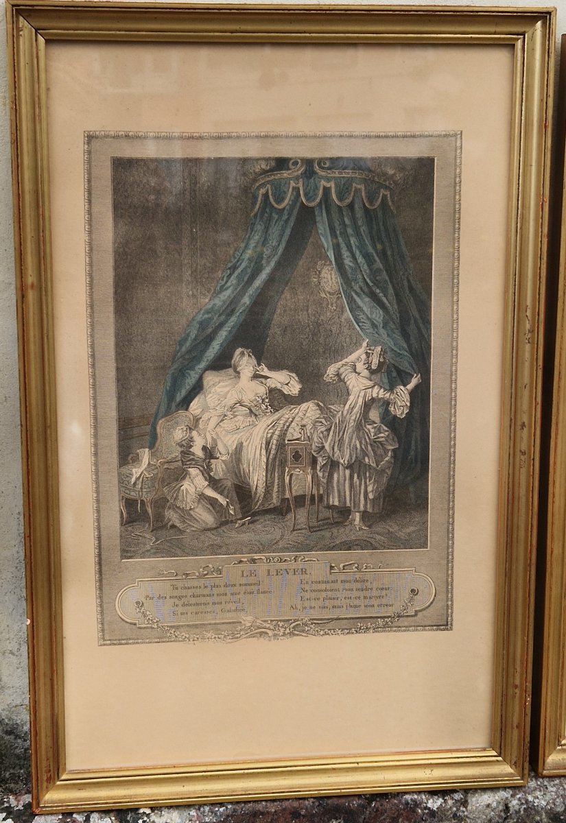 Pair Of Engravings Titled "sunset And Sunrise"-photo-3