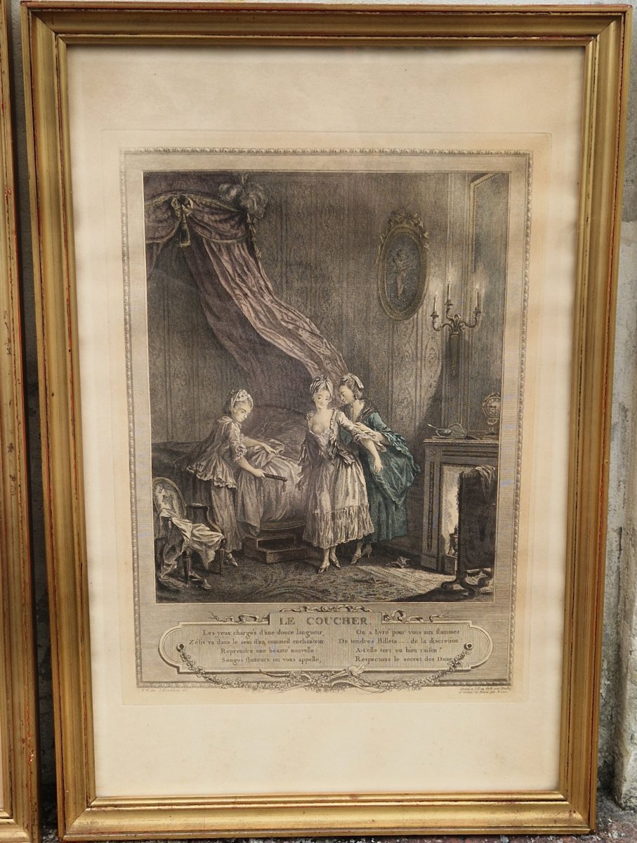 Pair Of Engravings Titled "sunset And Sunrise"-photo-4