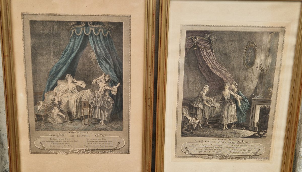 Pair Of Engravings Titled "sunset And Sunrise"-photo-6