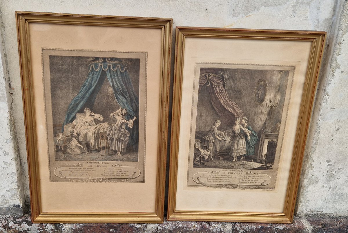 Pair Of Engravings Titled "sunset And Sunrise"-photo-8