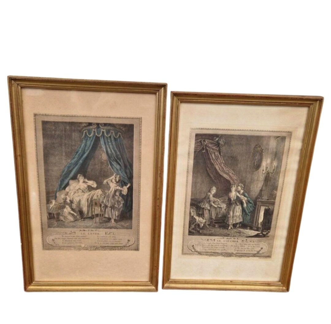 Pair Of Engravings Titled "sunset And Sunrise"