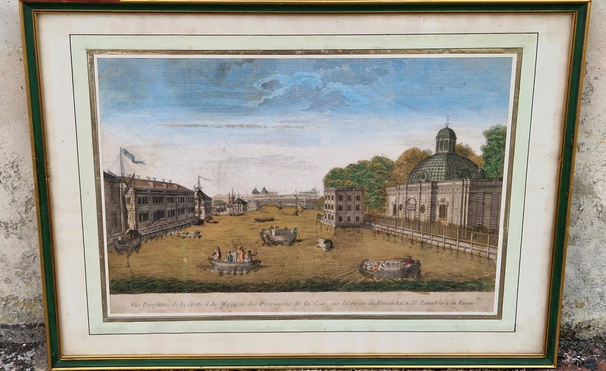 Gravure colorée Saint Petersbourg