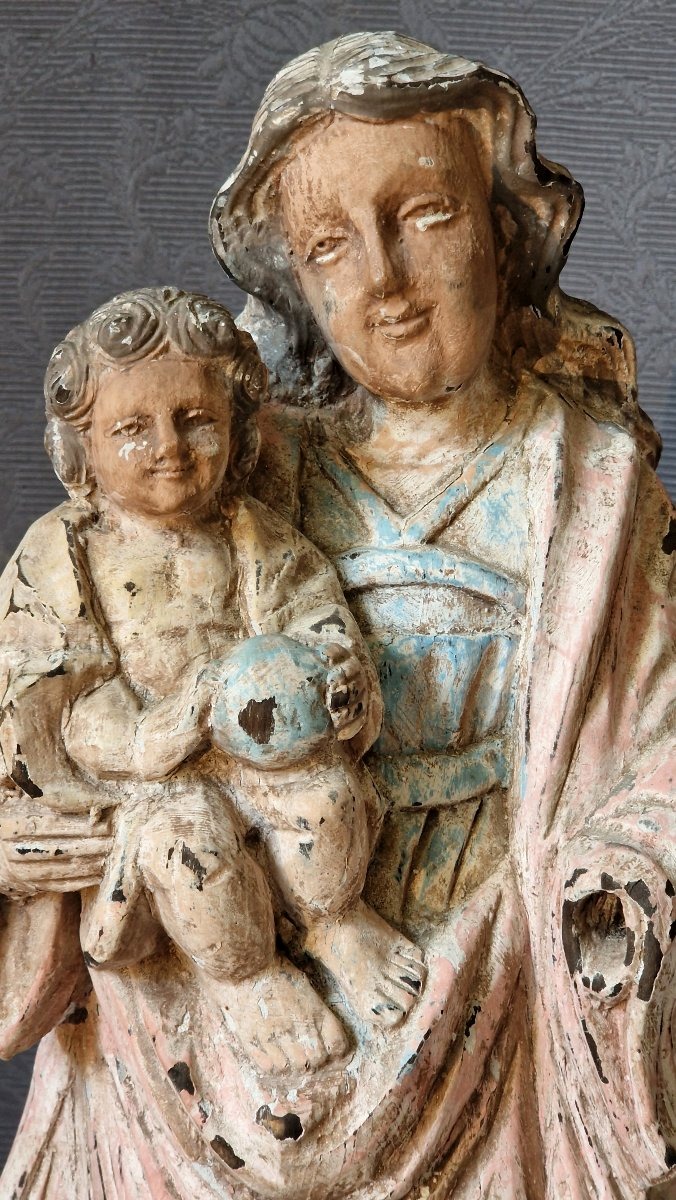 19th-century Polychrome Wooden Religious Statue -photo-3