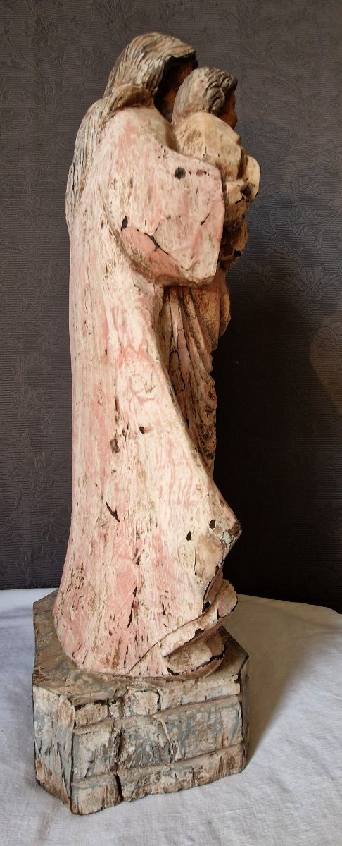 19th-century Polychrome Wooden Religious Statue -photo-1