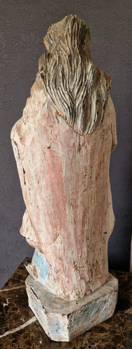 19th-century Polychrome Wooden Religious Statue -photo-2