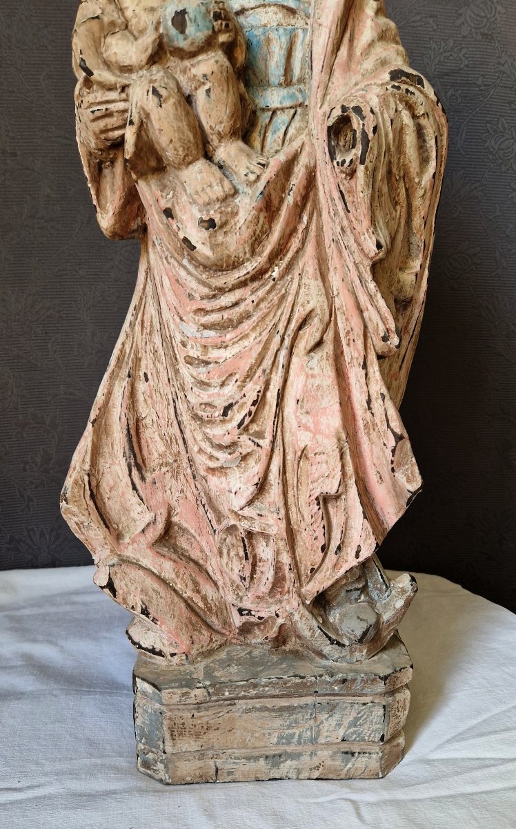 19th-century Polychrome Wooden Religious Statue -photo-3
