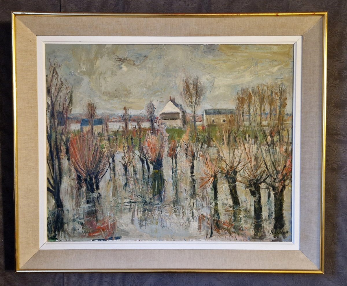 Landscape Of Anjou By Georges Vaslin, Dated 1966-photo-2