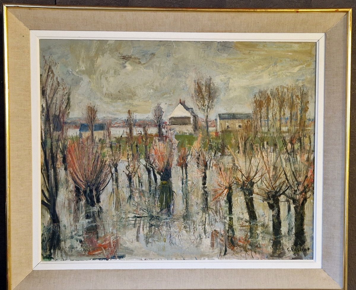 Landscape Of Anjou By Georges Vaslin, Dated 1966-photo-4