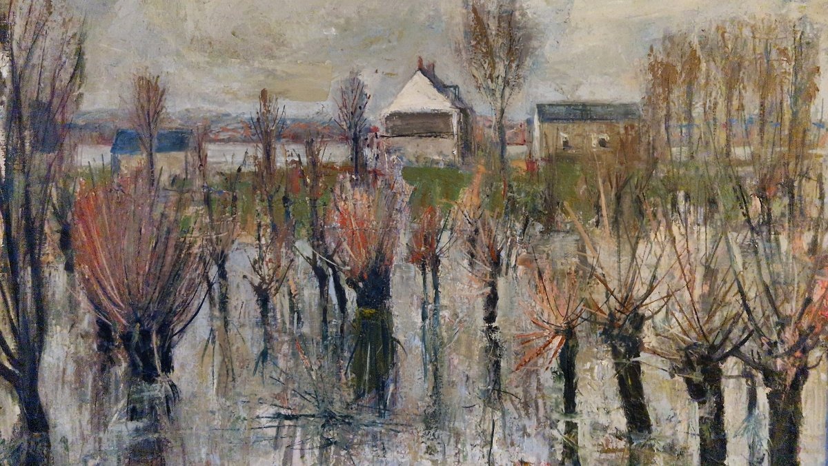 Landscape Of Anjou By Georges Vaslin, Dated 1966-photo-1