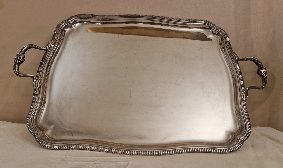 Silver-colored Metal Serving Tray-photo-2