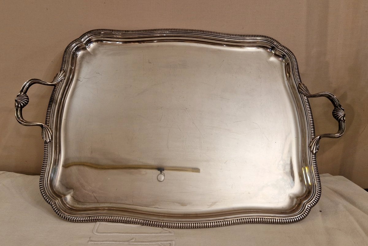Silver-colored Metal Serving Tray-photo-3