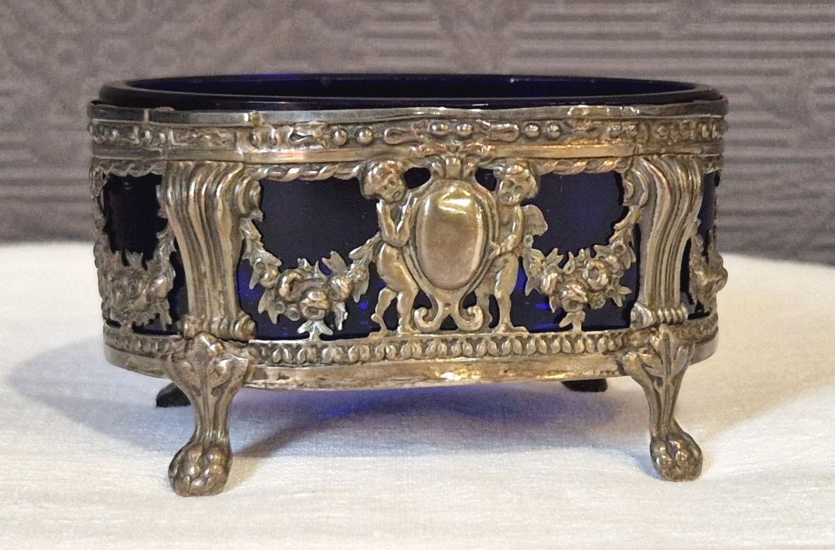 Solid Silver Salt Cellar With Putti Decorations-photo-2