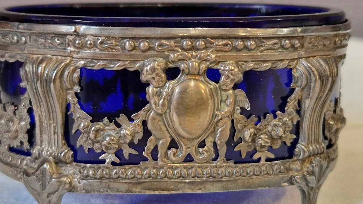 Solid Silver Salt Cellar With Putti Decorations-photo-5