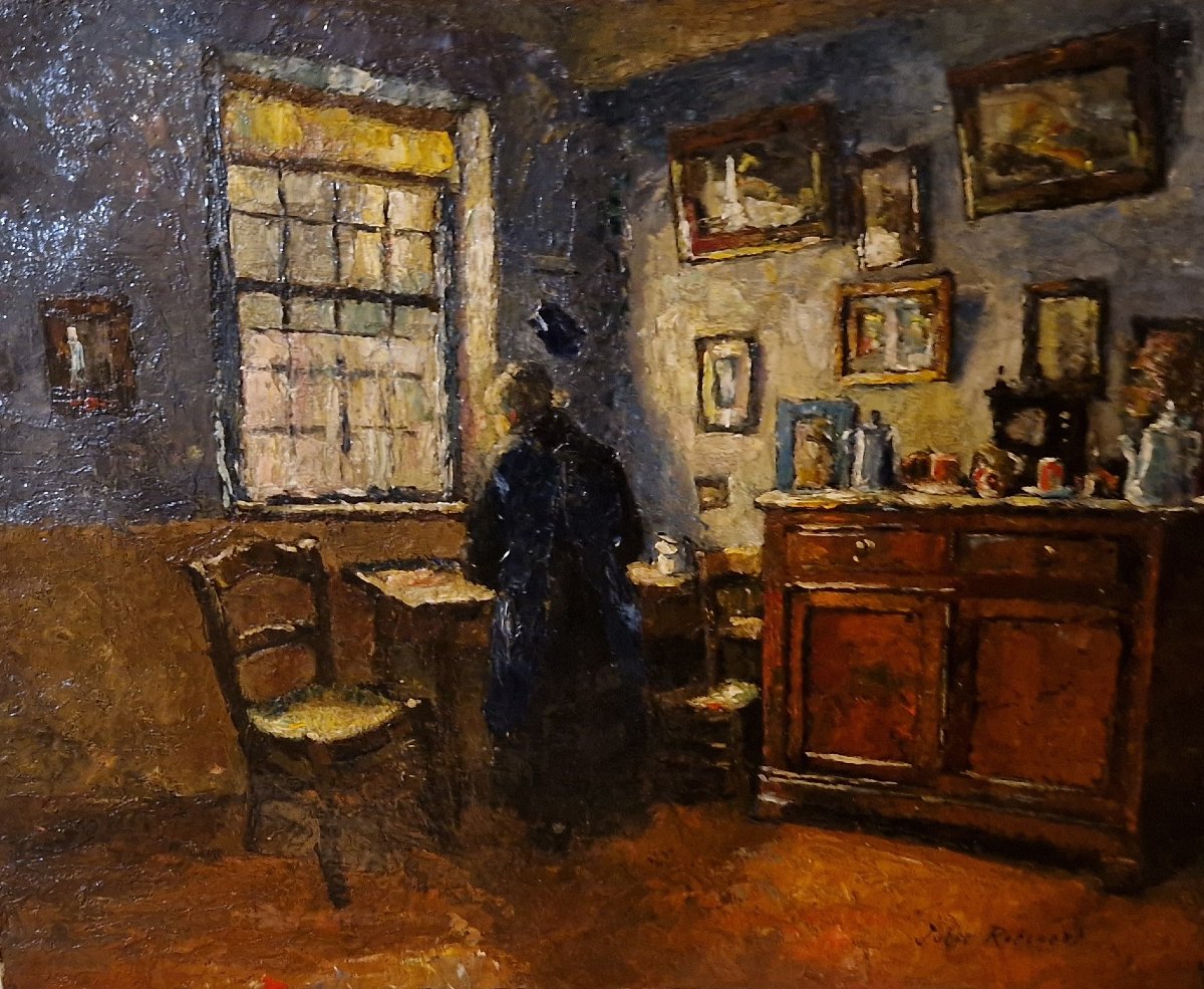 Scène d'intérieur par Jules Rotsaert (1910-1968)-photo-4