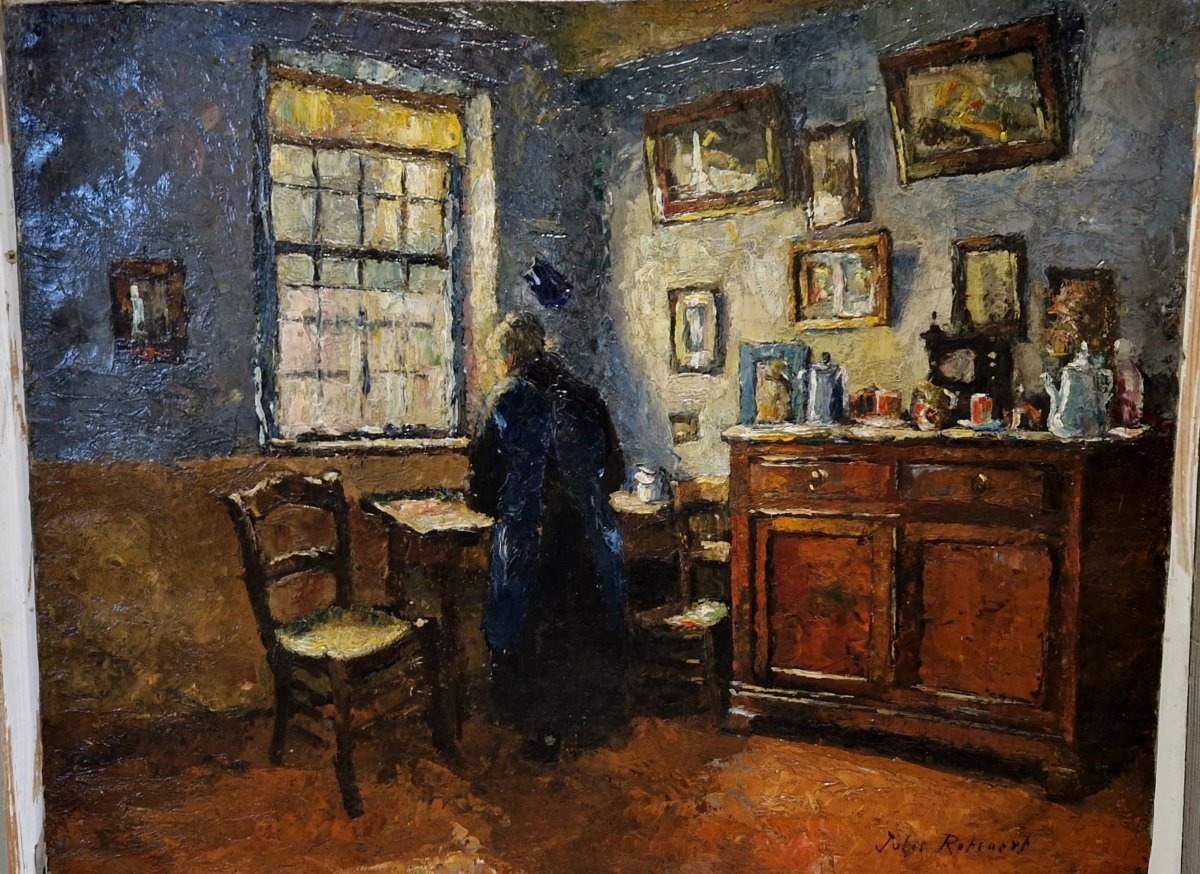 Scène d'intérieur par Jules Rotsaert (1910-1968)-photo-5