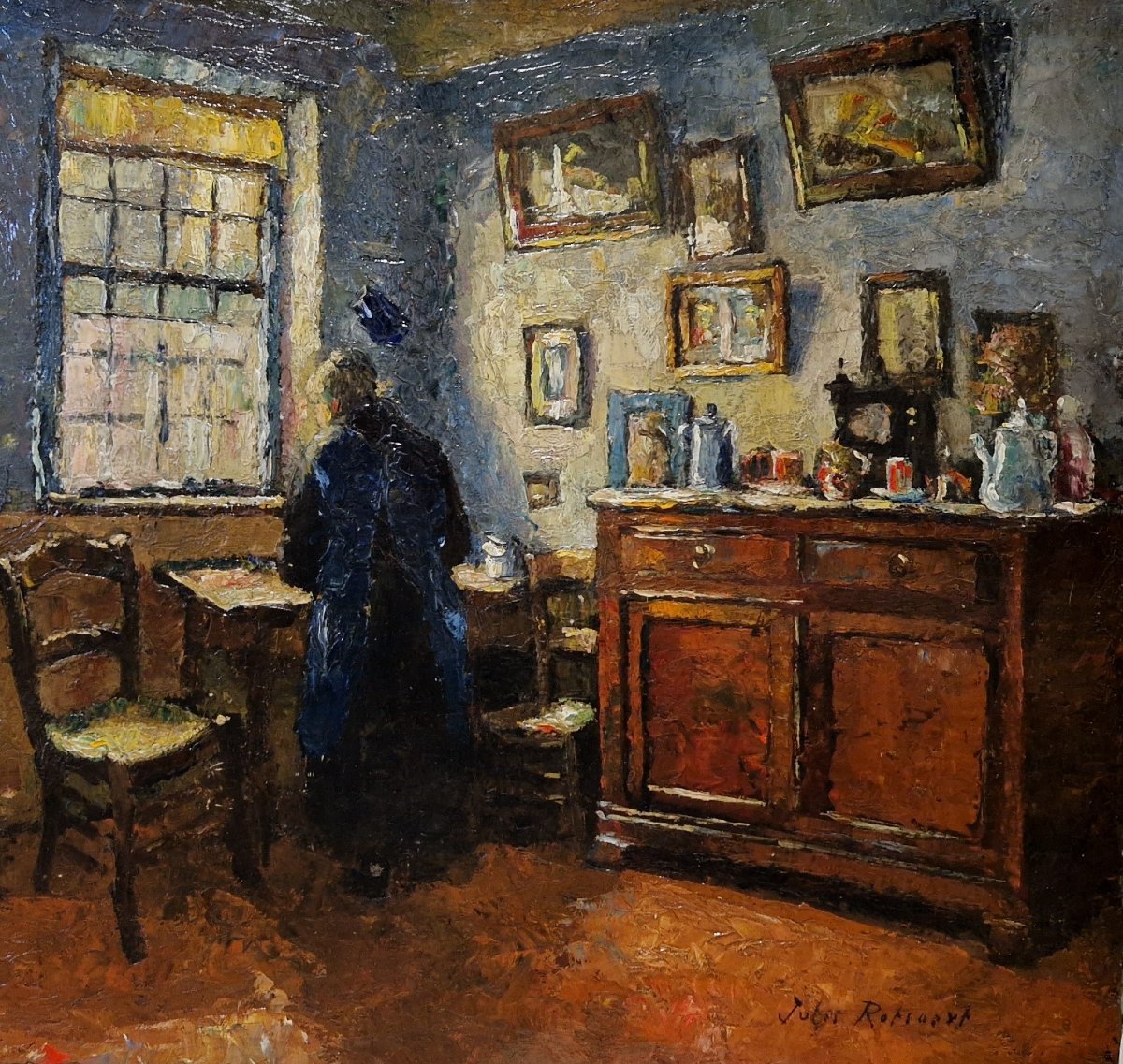 Scène d'intérieur par Jules Rotsaert (1910-1968)-photo-6
