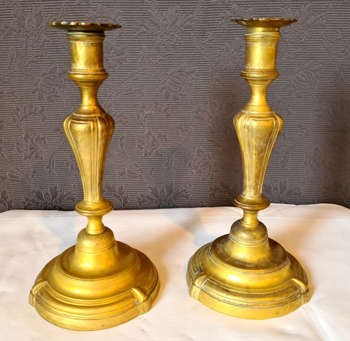 Pair Of Chiseled Candlesticks