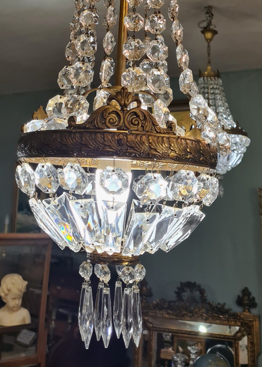 Small Hot Air Balloon Chandelier Pampille XXth-photo-2